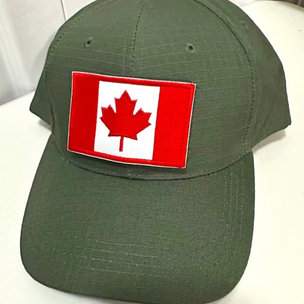 Baseball Cap CANADA Flag Hat  with 1 Unique Embroidered Canada -Themed Patches